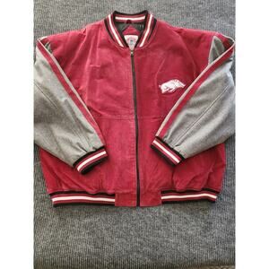 Arkansas Razorbacks XXL Leather Suede Quilted Bomber Jacket Collegiate